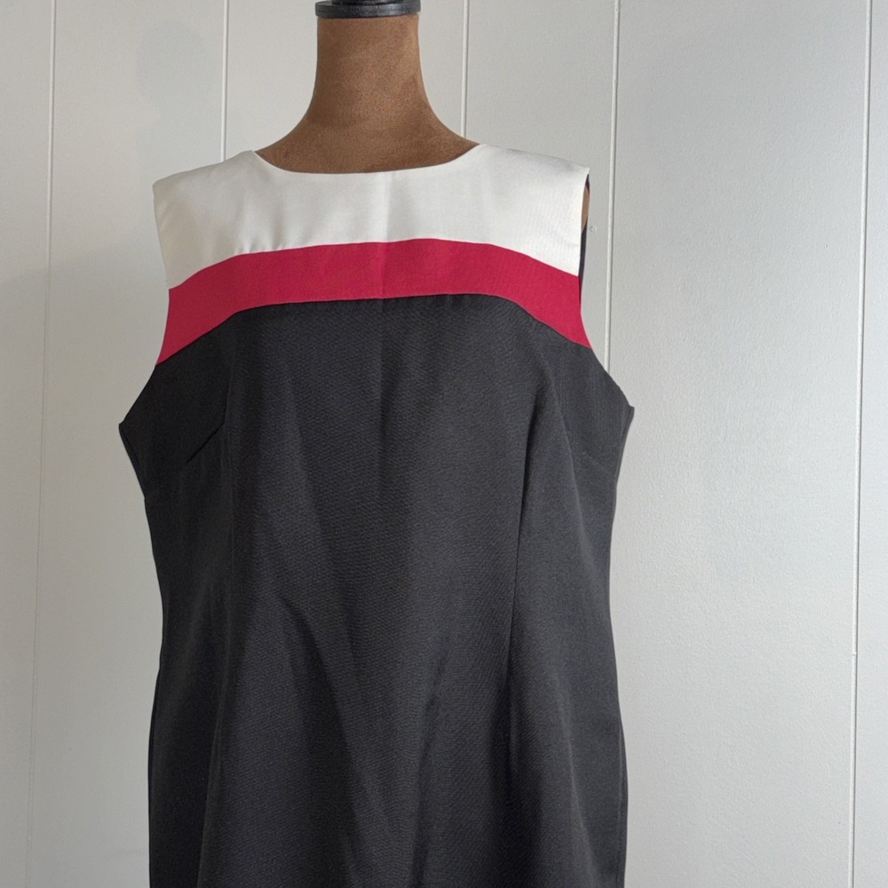 Anthony Richards Black pink&white accents Sleeveless Dress women size 14p Retro